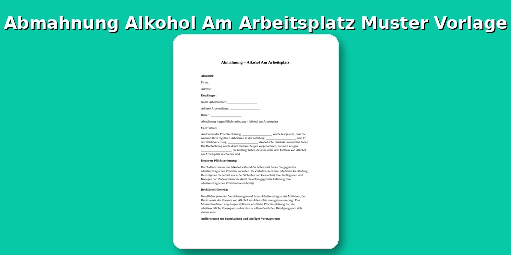 Abmahnung Alkohol Am Arbeitsplatz Muster