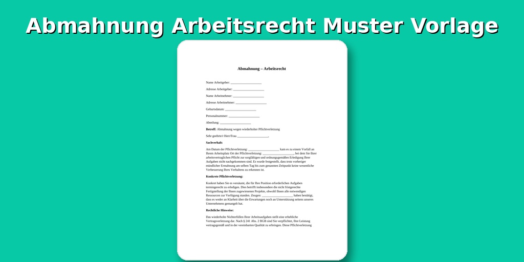 Abmahnung Arbeitsrecht Muster