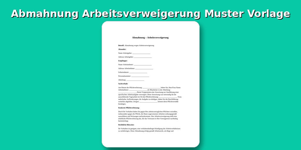 Abmahnung Arbeitsverweigerung Muster