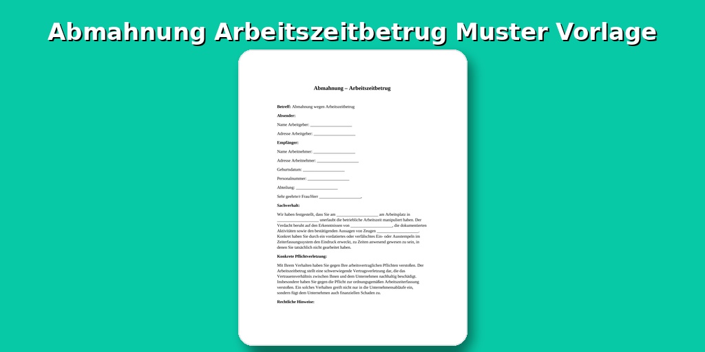 Abmahnung Arbeitszeitbetrug Muster