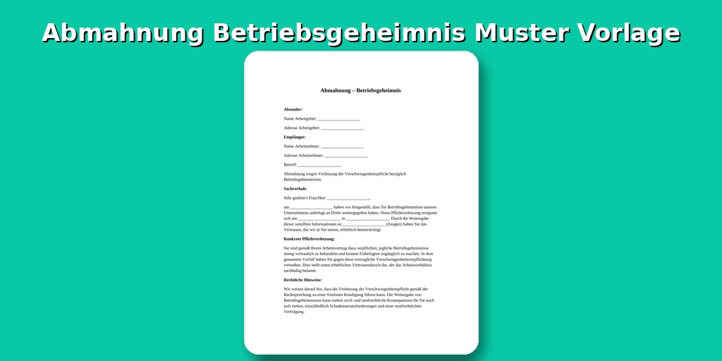 Abmahnung Betriebsgeheimnis Muster