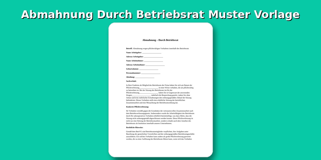 Abmahnung Durch Betriebsrat Muster