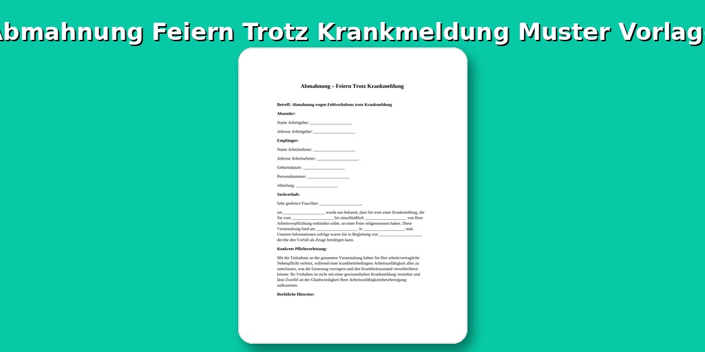 Abmahnung Feiern Trotz Krankmeldung Muster