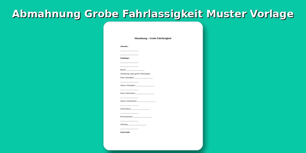 Abmahnung Grobe Fahrlässigkeit Muster