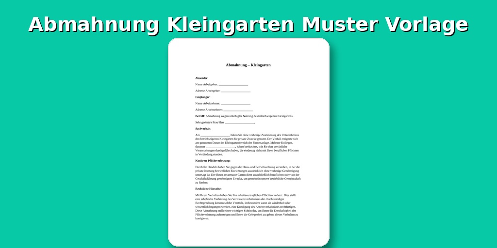 Abmahnung Kleingarten Muster