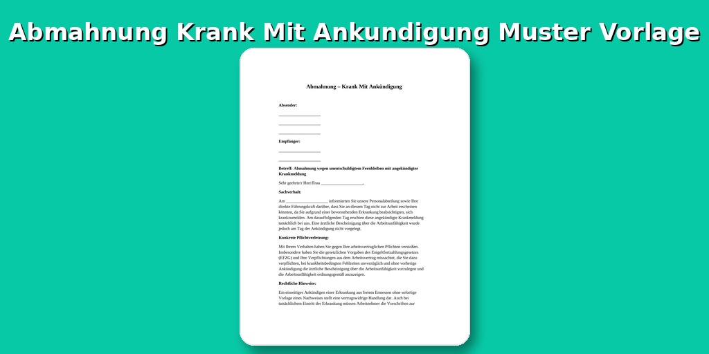 Abmahnung Krank Mit Ankündigung Muster