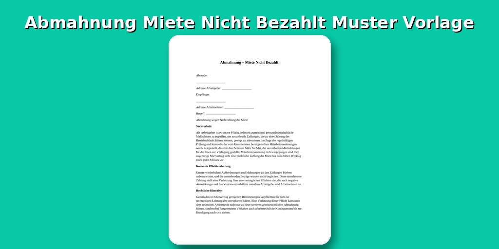 Abmahnung Miete Nicht Bezahlt Muster