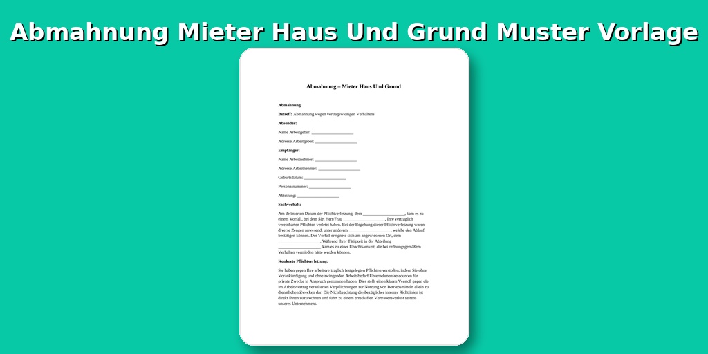 Abmahnung Mieter Haus Und Grund Muster