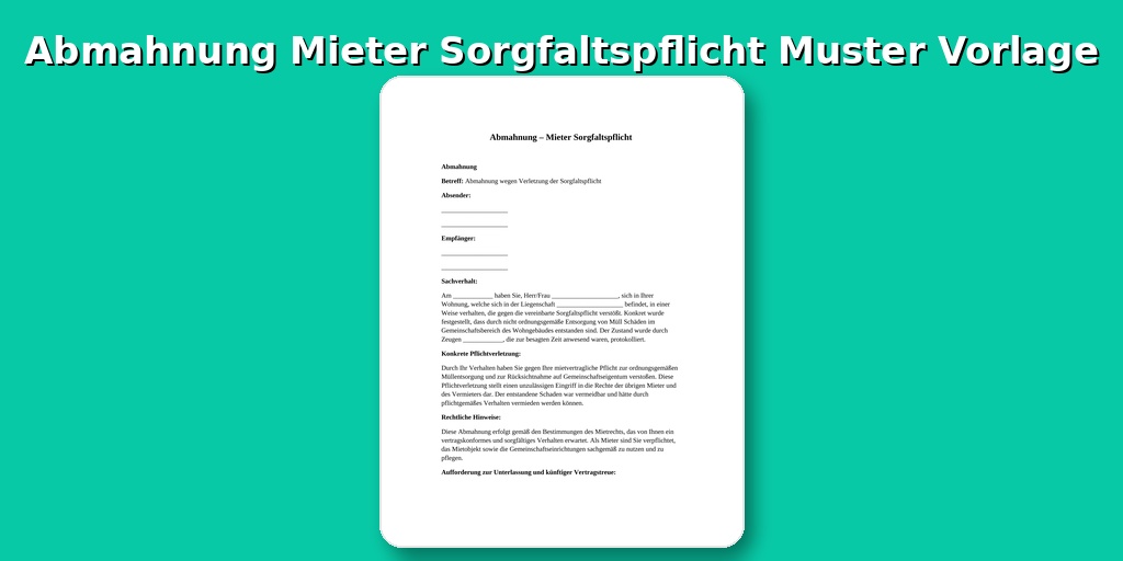 Abmahnung Mieter Sorgfaltspflicht Muster