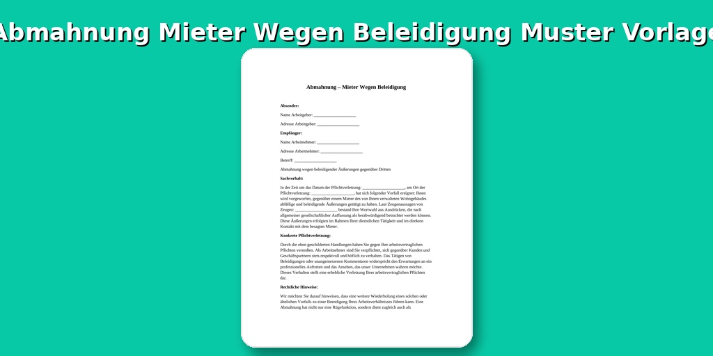 Abmahnung Mieter Wegen Beleidigung Muster