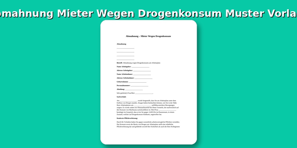 Abmahnung Mieter Wegen Drogenkonsum Muster