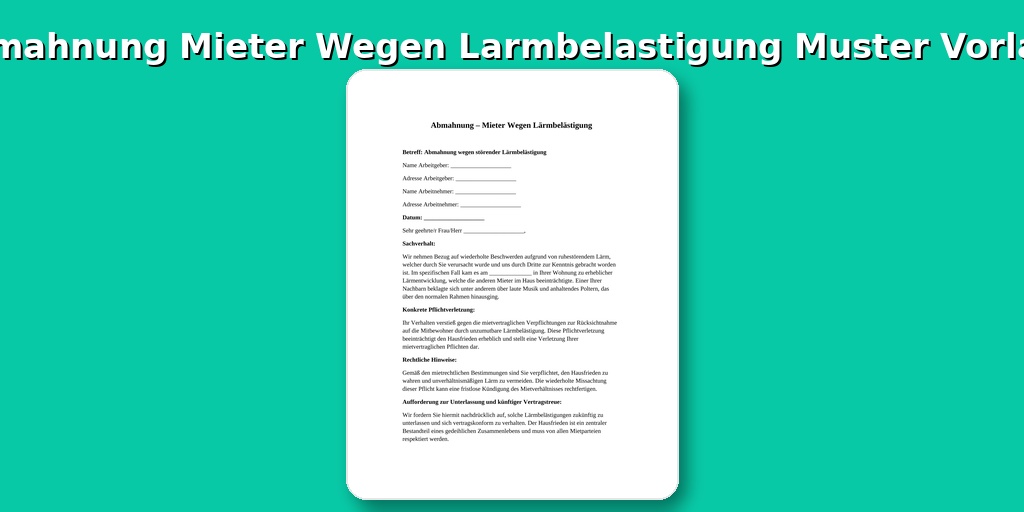 Abmahnung Mieter Wegen Lärmbelästigung Muster