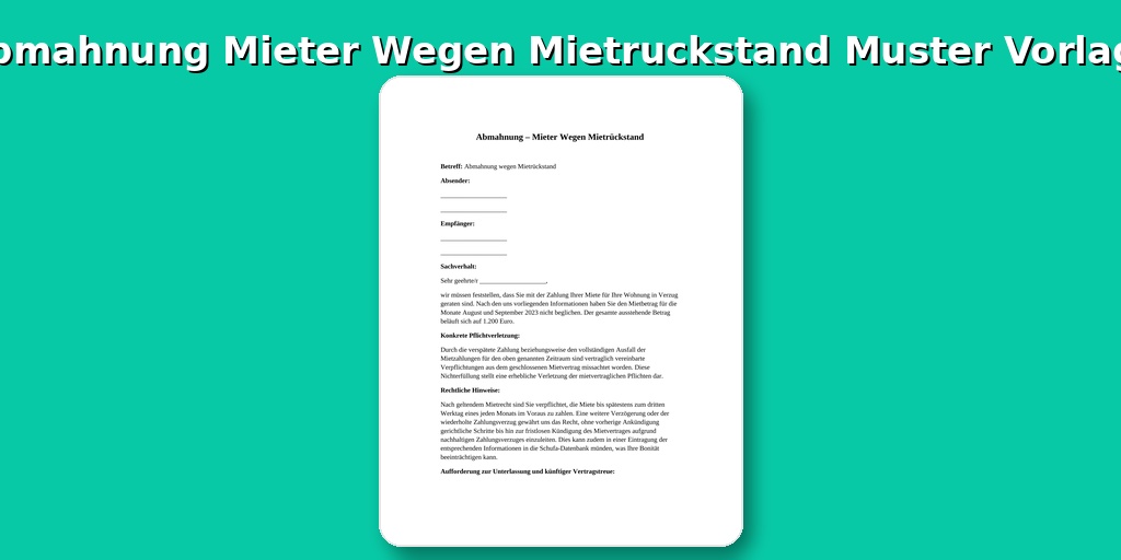 Abmahnung Mieter Wegen Mietrückstand Muster