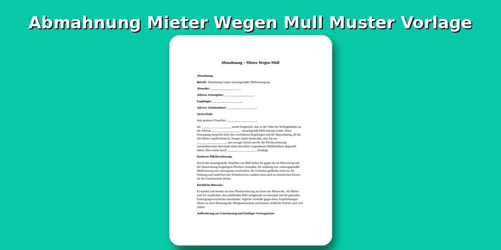 Abmahnung Mieter Wegen Müll Muster