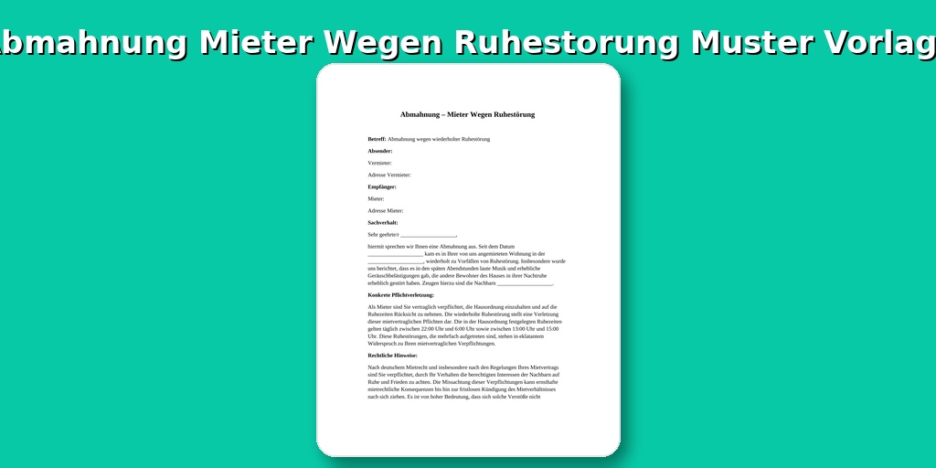 Abmahnung Mieter Wegen Ruhestörung Muster