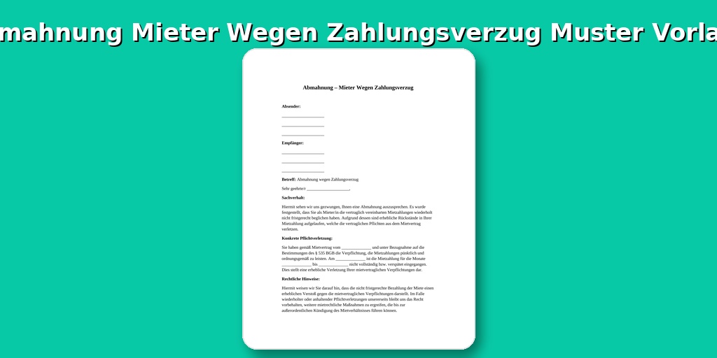 Abmahnung Mieter Wegen Zahlungsverzug Muster