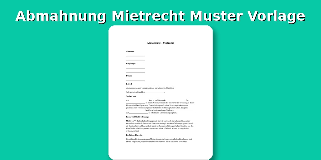Abmahnung Mietrecht Muster