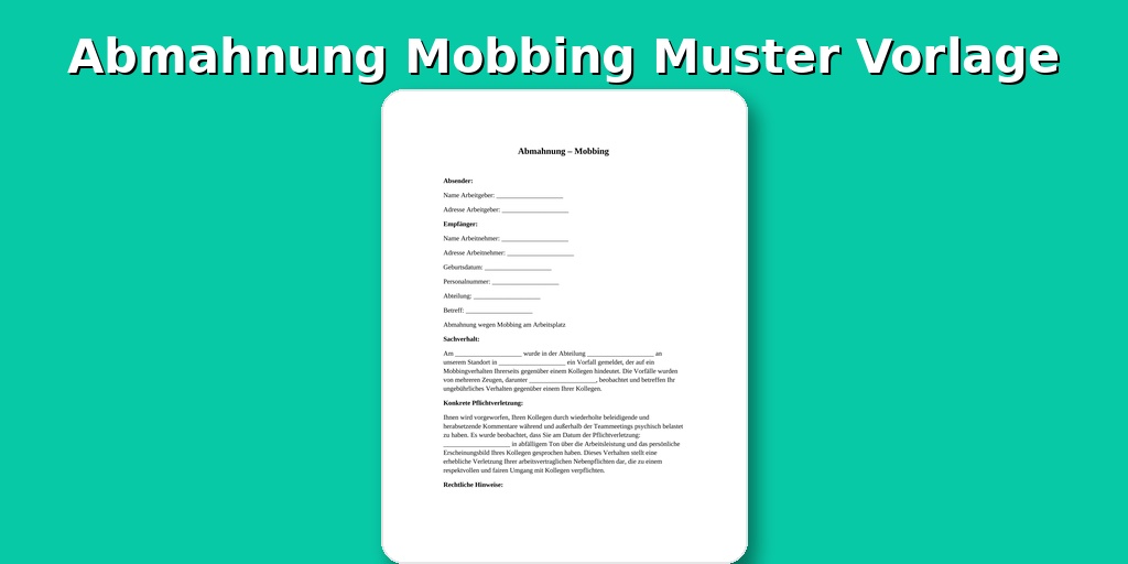 Abmahnung Mobbing Muster