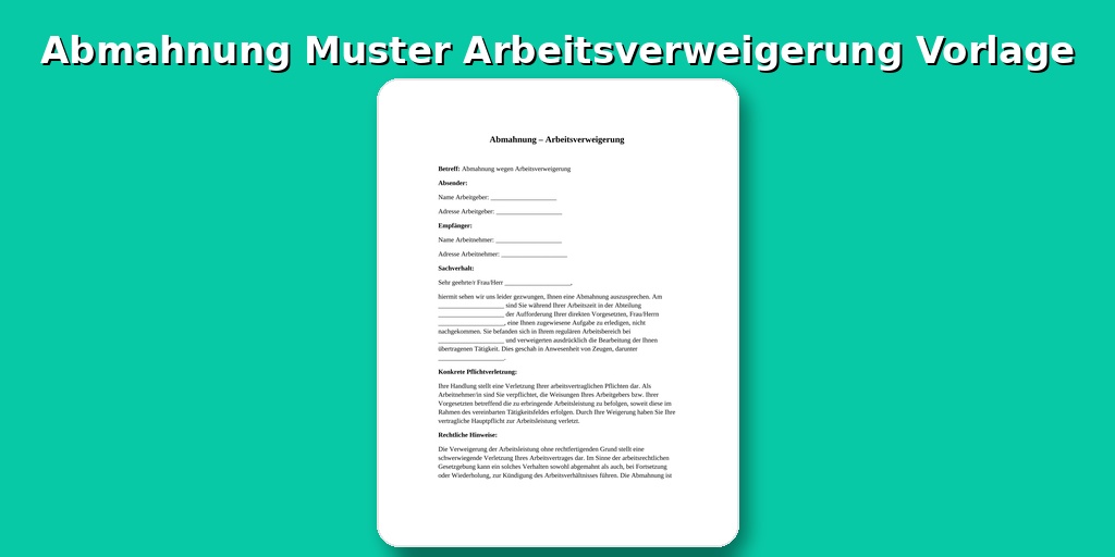 Abmahnung Muster Arbeitsverweigerung