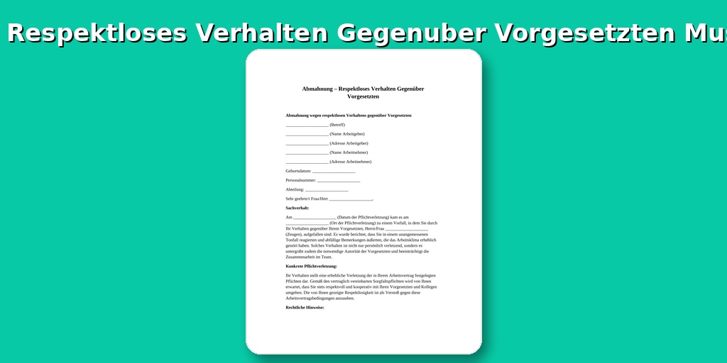 Abmahnung Respektloses Verhalten Gegenüber Vorgesetzten Muster