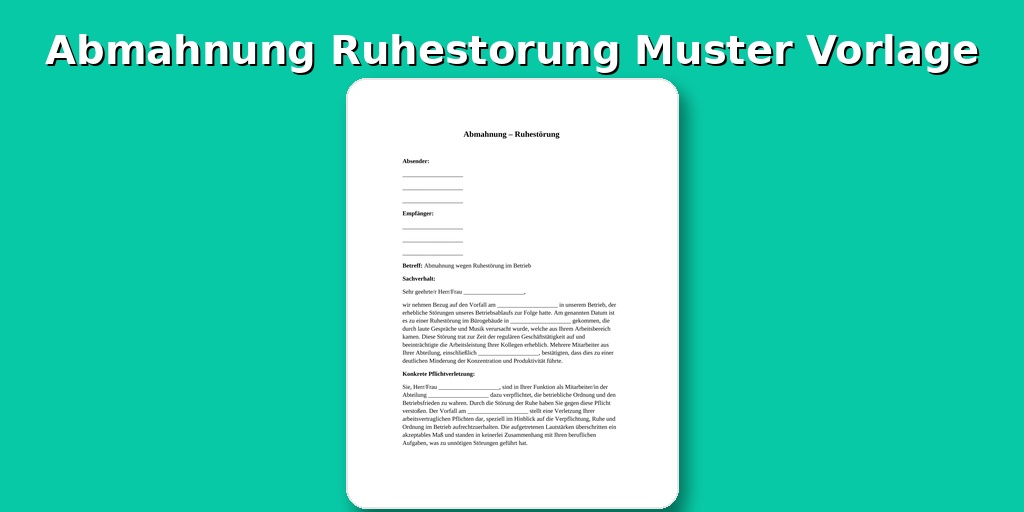 Abmahnung Ruhestörung Muster