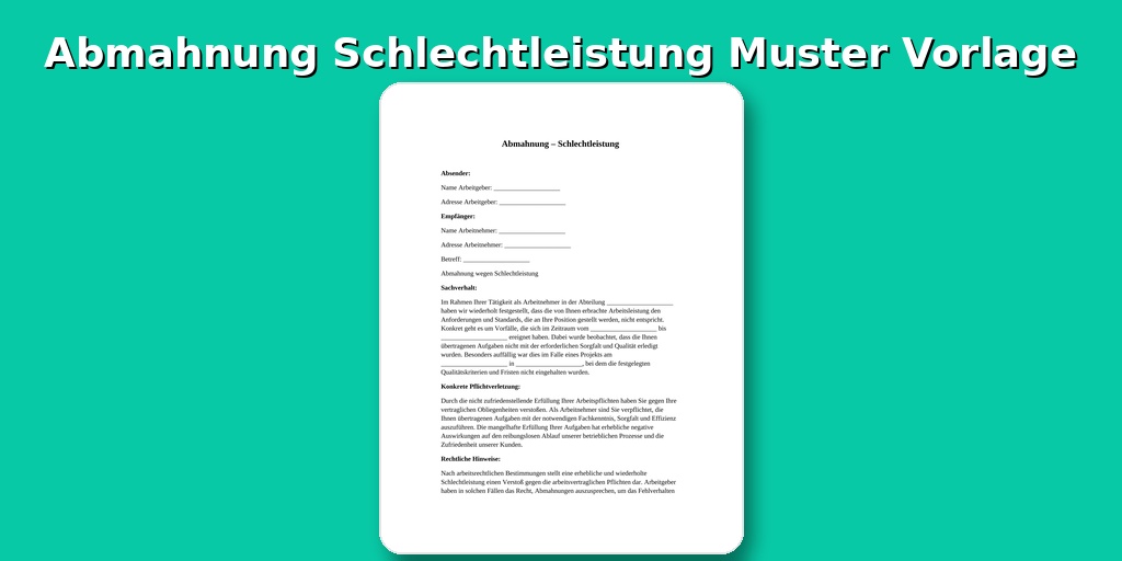 Abmahnung Schlechtleistung Muster