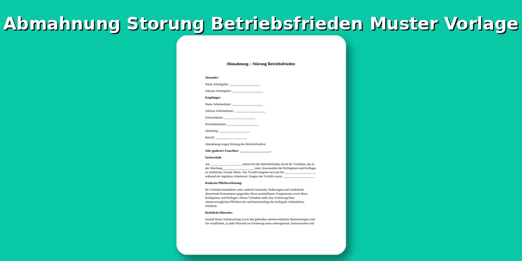 Abmahnung Störung Betriebsfrieden Muster