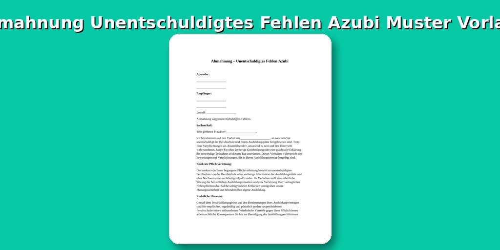 Abmahnung Unentschuldigtes Fehlen Azubi Muster