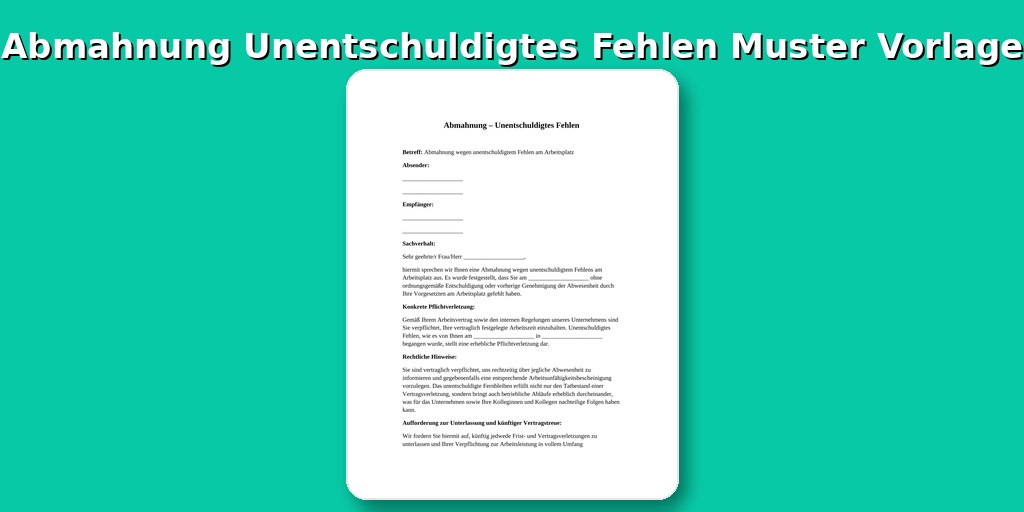 Abmahnung Unentschuldigtes Fehlen Muster