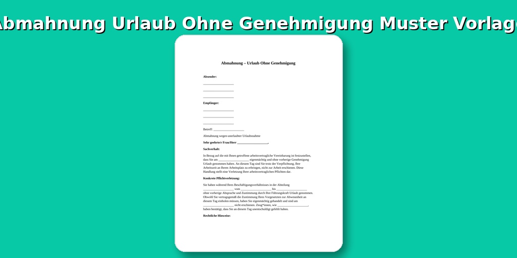Abmahnung Urlaub Ohne Genehmigung Muster