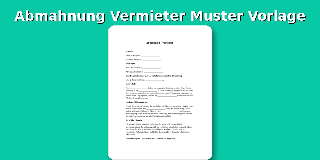 Abmahnung Vermieter Muster
