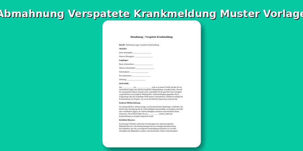 Abmahnung Verspätete Krankmeldung Muster