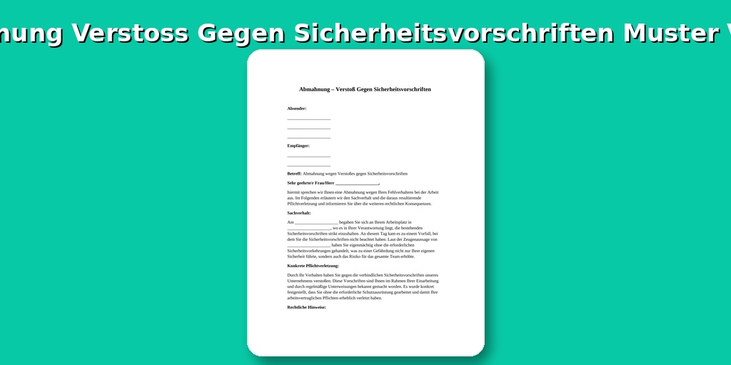 Abmahnung Verstoß Gegen Sicherheitsvorschriften Muster