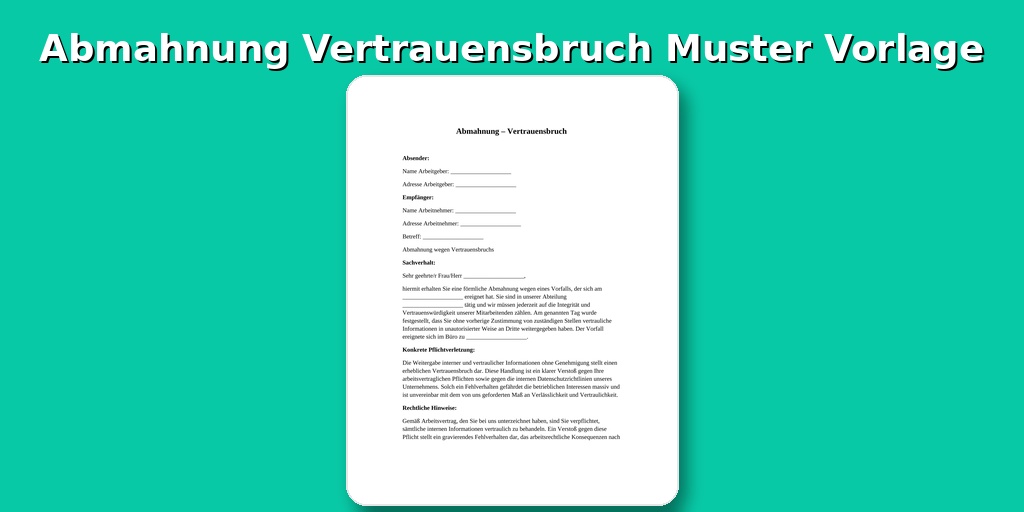 Abmahnung Vertrauensbruch Muster