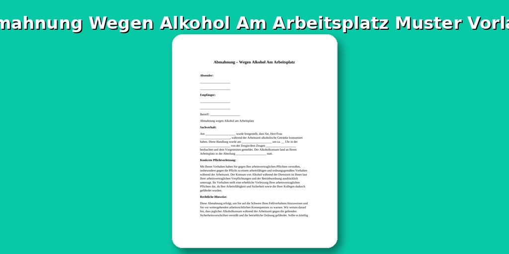 Abmahnung Wegen Alkohol Am Arbeitsplatz Muster