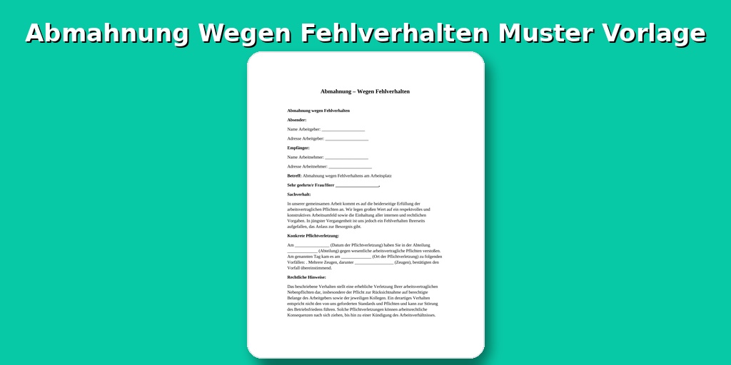 Abmahnung Wegen Fehlverhalten Muster