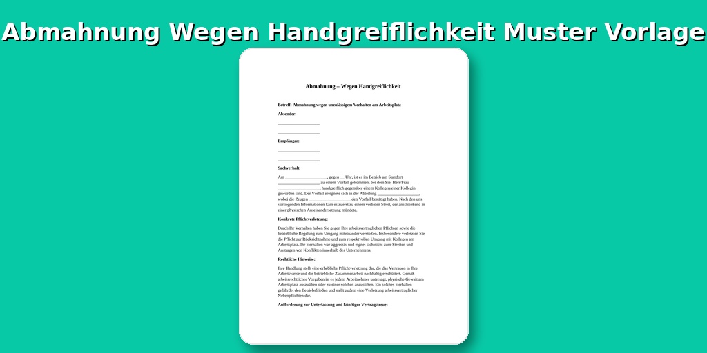 Abmahnung Wegen Handgreiflichkeit Muster