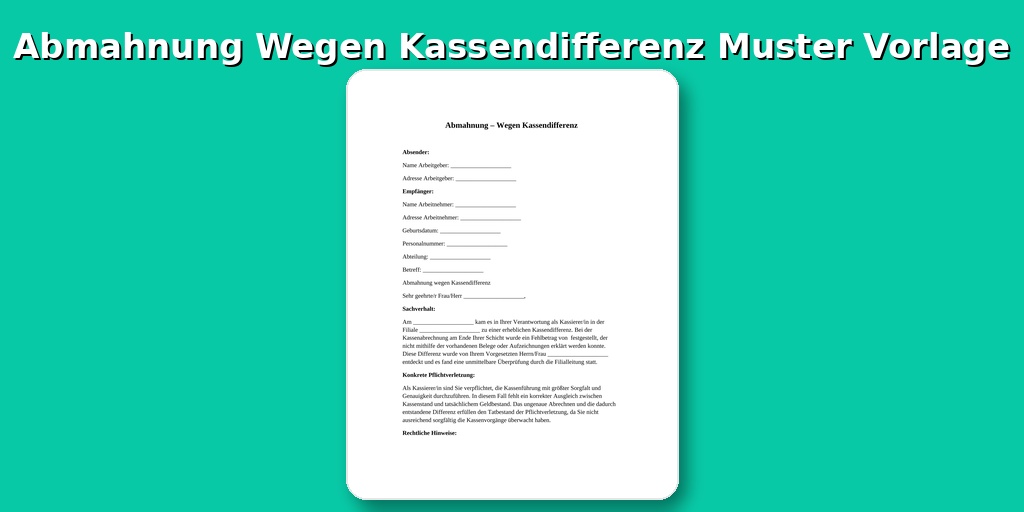 Abmahnung Wegen Kassendifferenz Muster