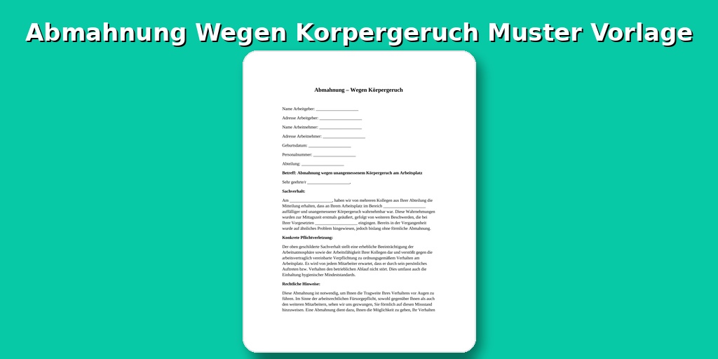 Abmahnung Wegen Körpergeruch Muster