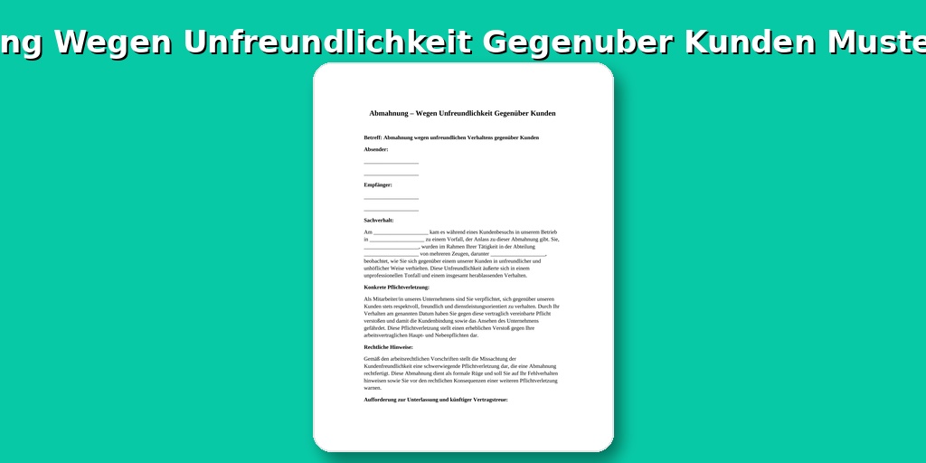 Abmahnung Wegen Unfreundlichkeit Gegenüber Kunden Muster