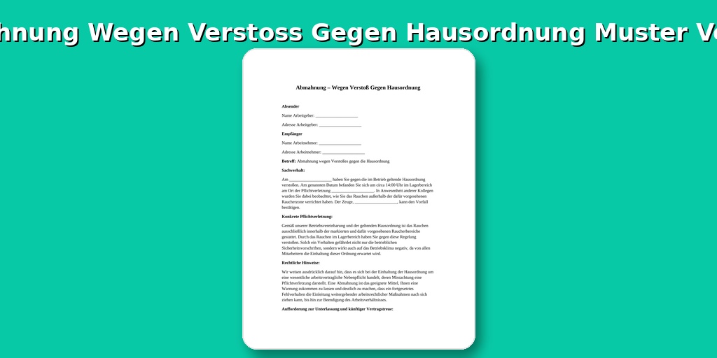Abmahnung Wegen Verstoß Gegen Hausordnung Muster