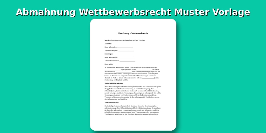 Abmahnung Wettbewerbsrecht Muster