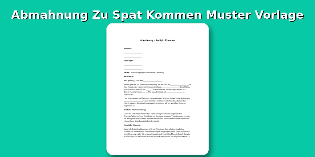 Abmahnung Zu Spät Kommen Muster