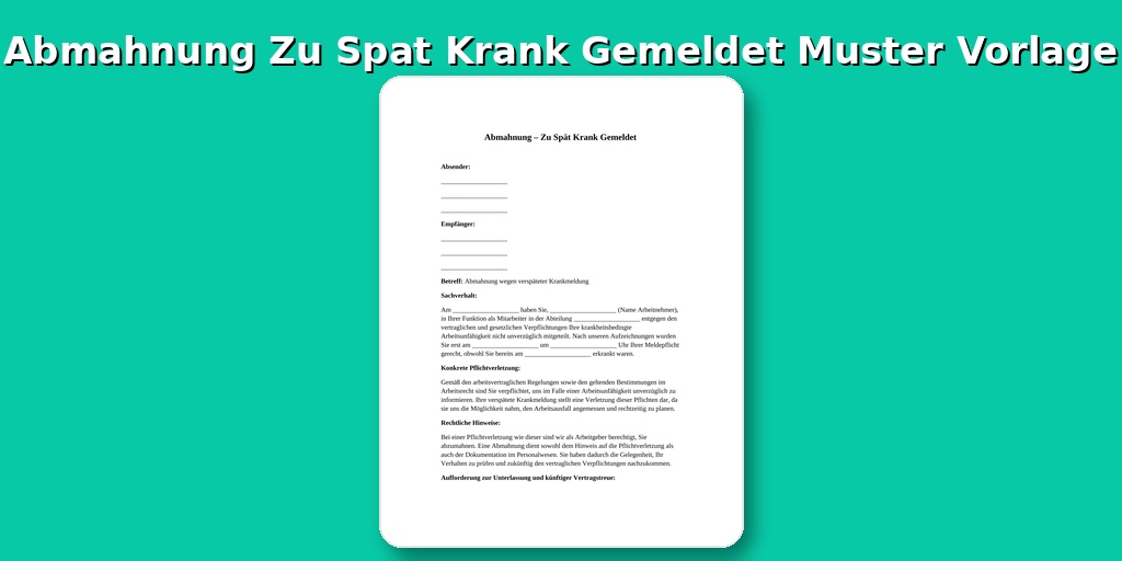 Abmahnung Zu Spät Krank Gemeldet Muster