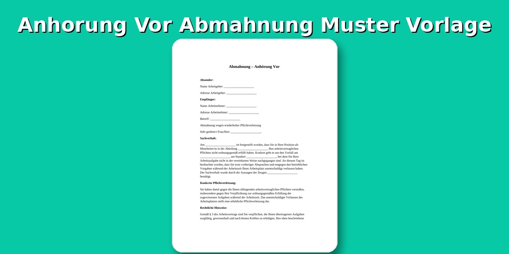 Anhörung Vor Abmahnung Muster