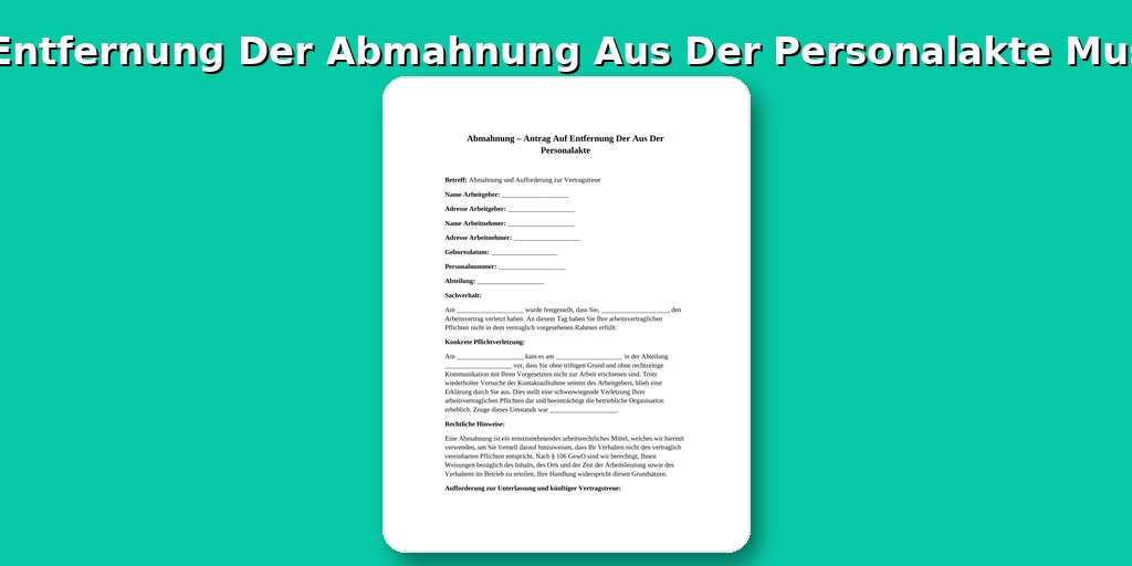 Antrag Auf Entfernung Der Abmahnung Aus Der Personalakte Muster
