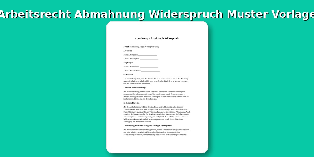 Arbeitsrecht Abmahnung Widerspruch Muster