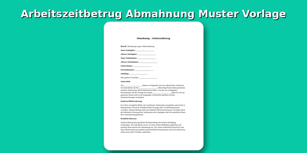 Arbeitszeitbetrug Abmahnung Muster