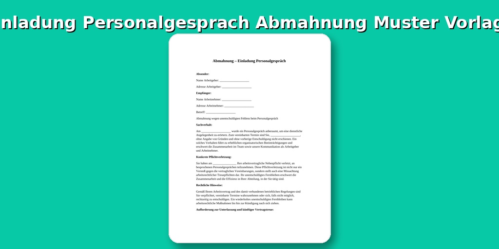 Einladung Personalgespräch Abmahnung Muster