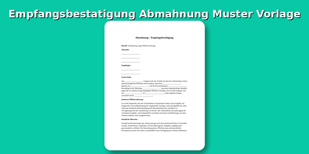 Empfangsbestätigung Abmahnung Muster